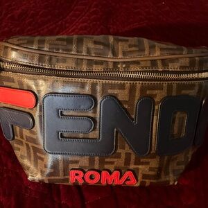 Fendi x FILA red, blue and brown